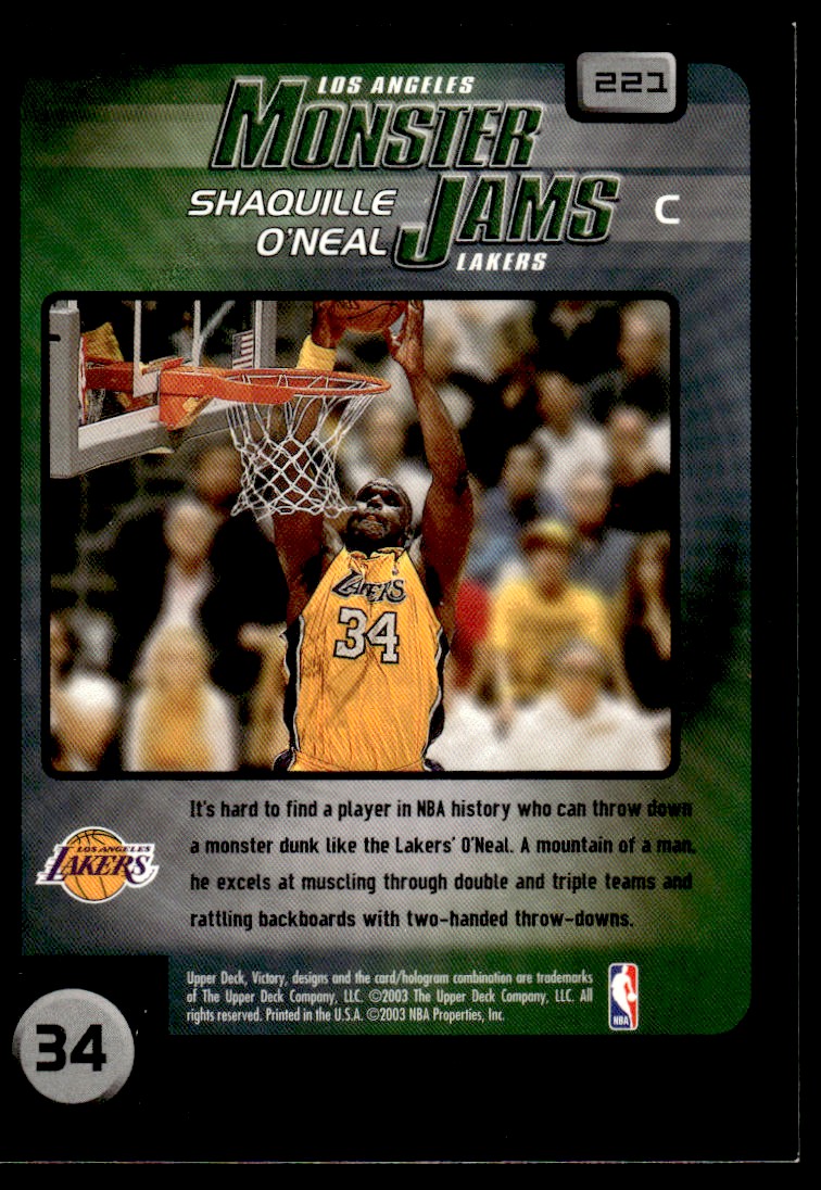 2003-04 victory shaquille o'neal #221 card back image