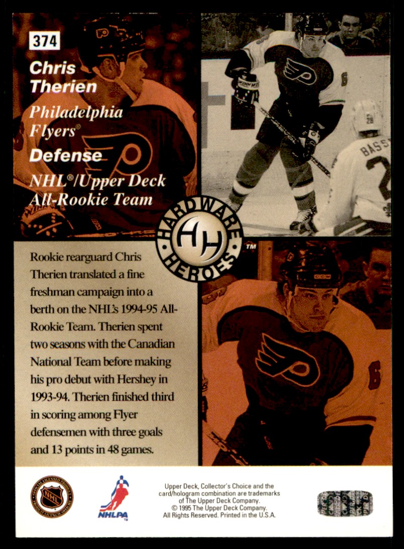 1995-96 Collector's Choice Chris Therien #374 card back image
