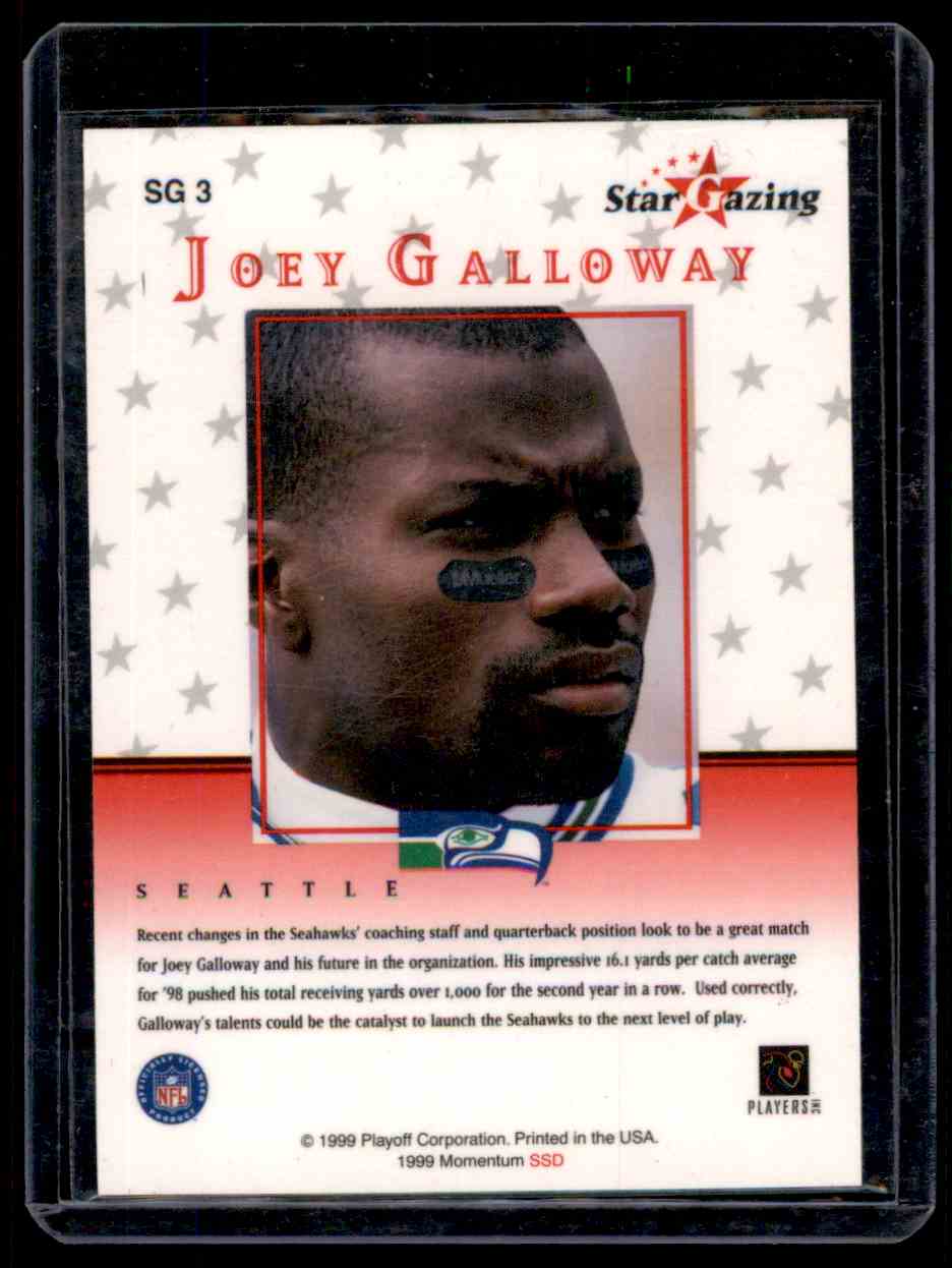 1999 Playoff Momentum Ssd Star Gazing Autograph Joey Galloway #SG3 card back image
