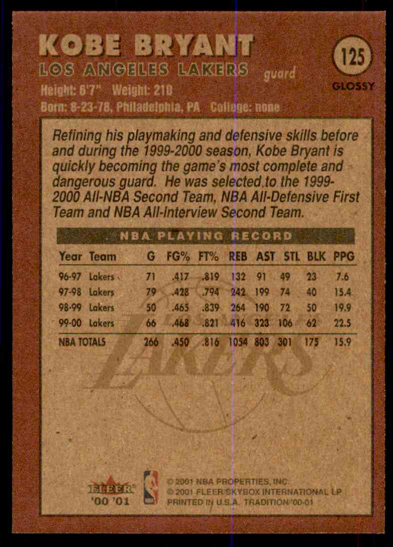 Online 2001 Fleer Tradition Kobe Bryant