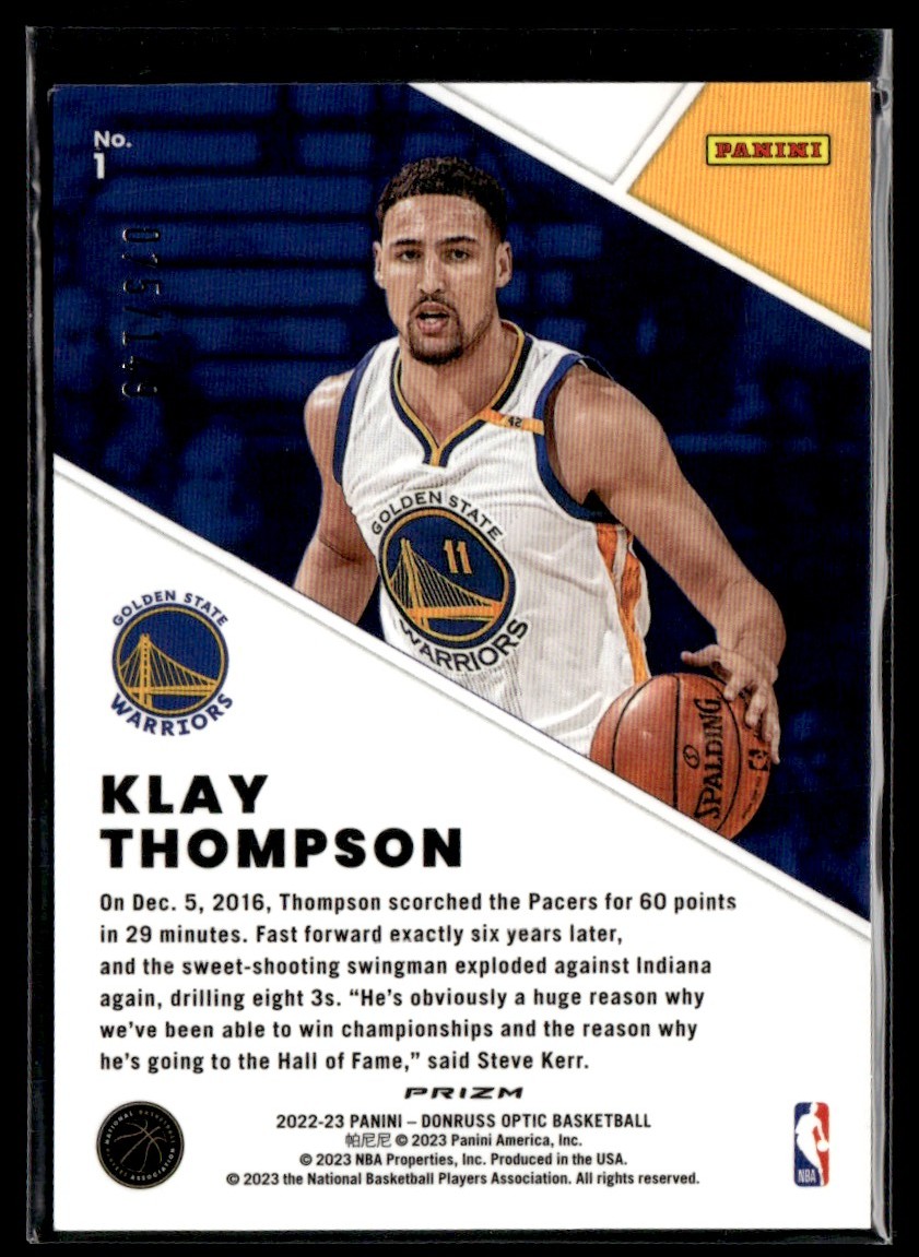 2023-24 Donruss Optic Winners Stays Green Klay Thompson #189 card back image