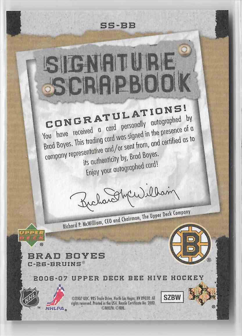 2006-07 Upper Deck Bee Hive Signature Scrapbook Brad Boyes #SS-BB card back image