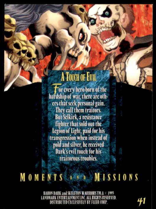 1995 Skeleton Warriors Ultra Fleer A Touch Of Evil #41 card back image