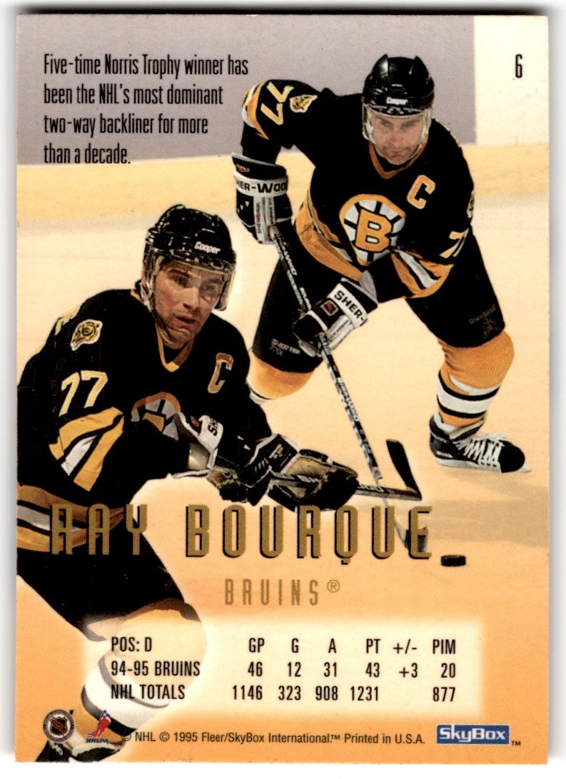 1995-96 SkyBox E-Motion Ray Bourque #6 card back image