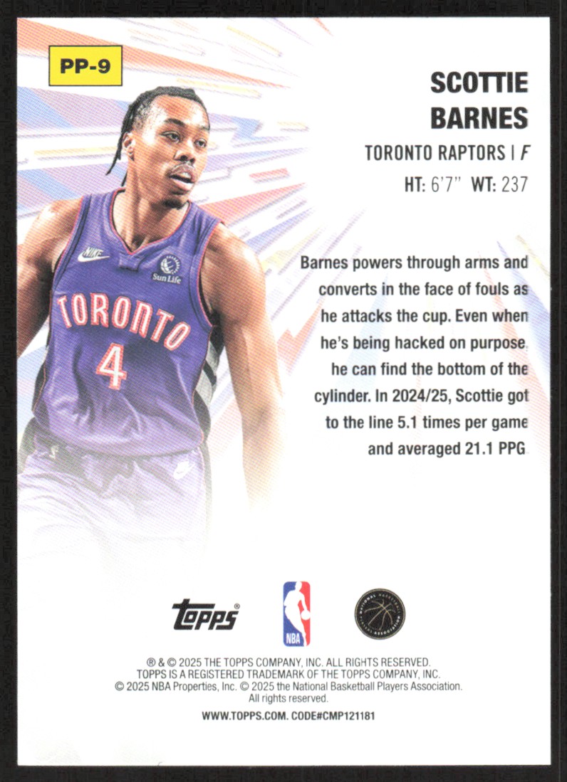 2025-26 Topps Power Players Scottie Barnes Toronto Raptors #PP-9