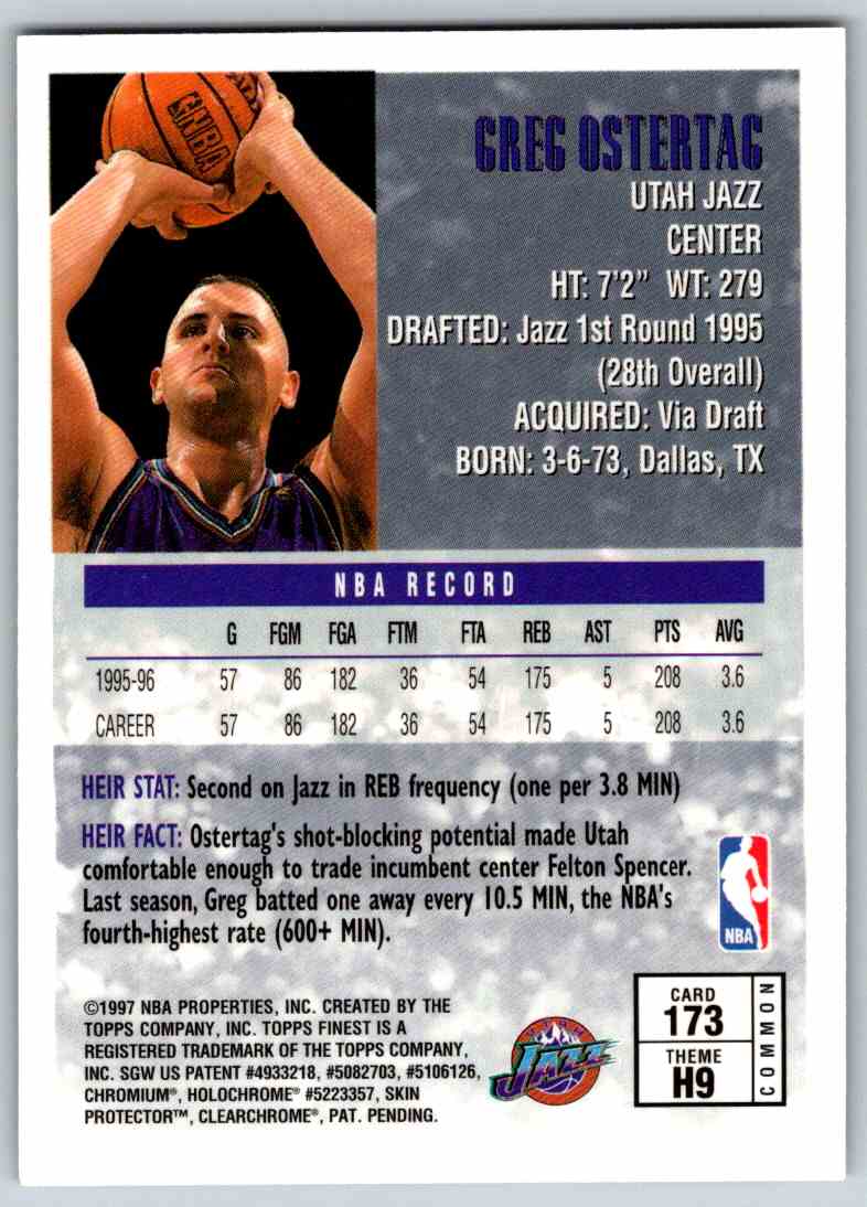 1997-98 Topps Finest Greg Ostertag #173 on Kronozio