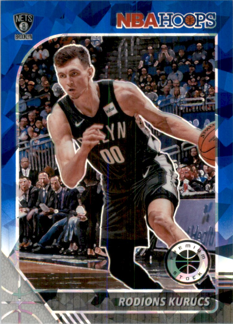 2019-20 Hoops Premium Stock Prizms Blue Cracked Ice Rodions Kurucs #17 card front image