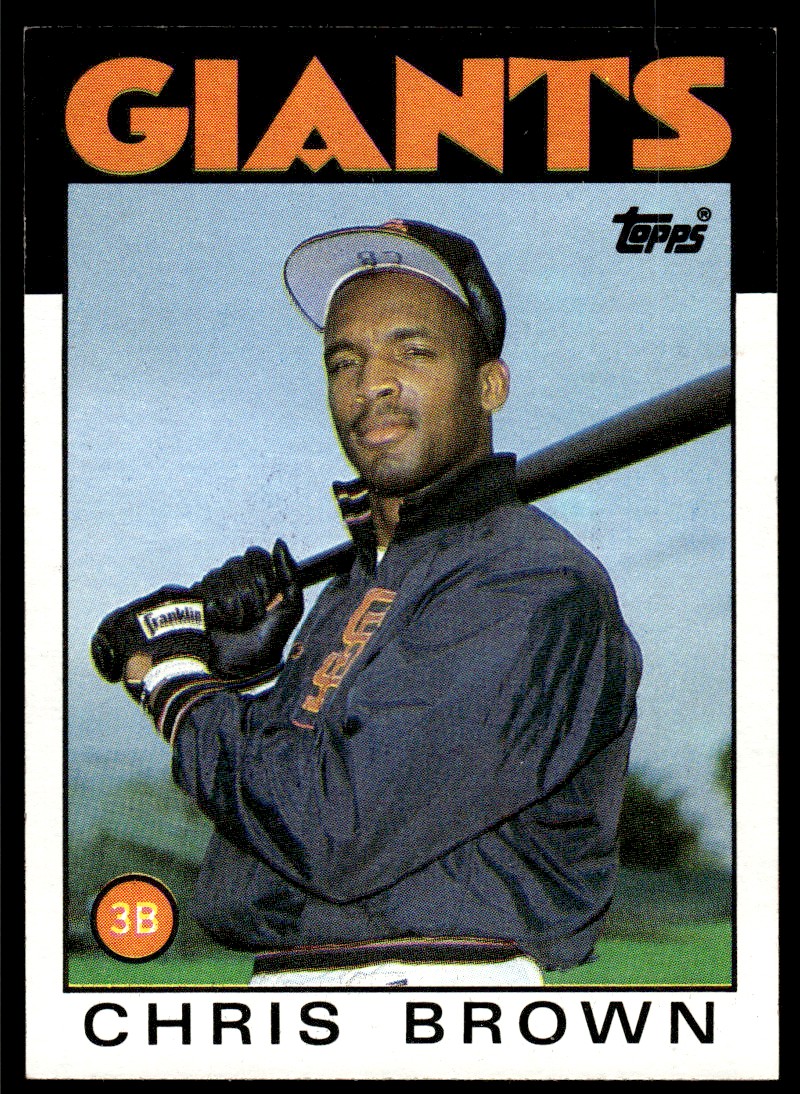1986 Topps Baseball Card Chris Brown Rookie San Francisco Giants