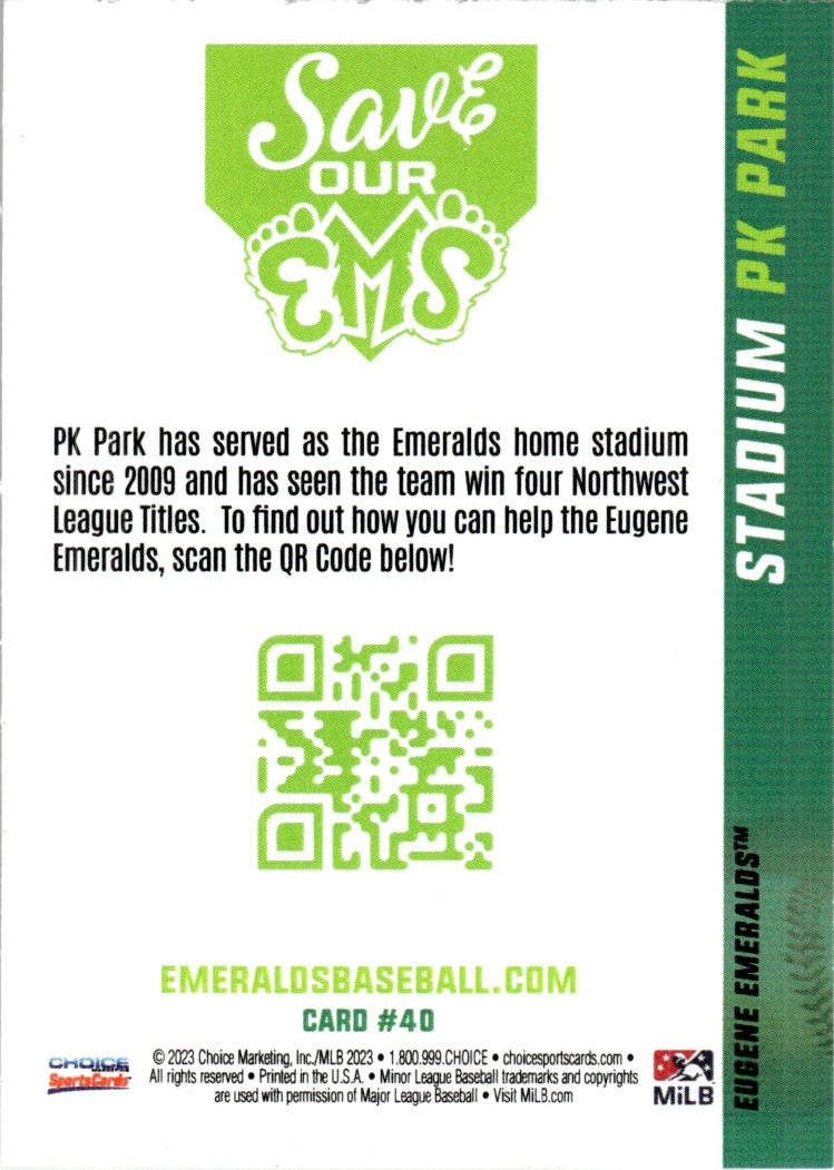 2023 Choice PK Park card back image