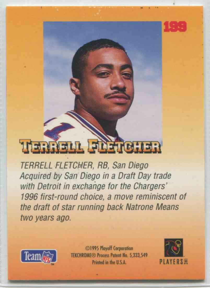 1995 Playoff Prime Terrell Fletcher #199 card back image
