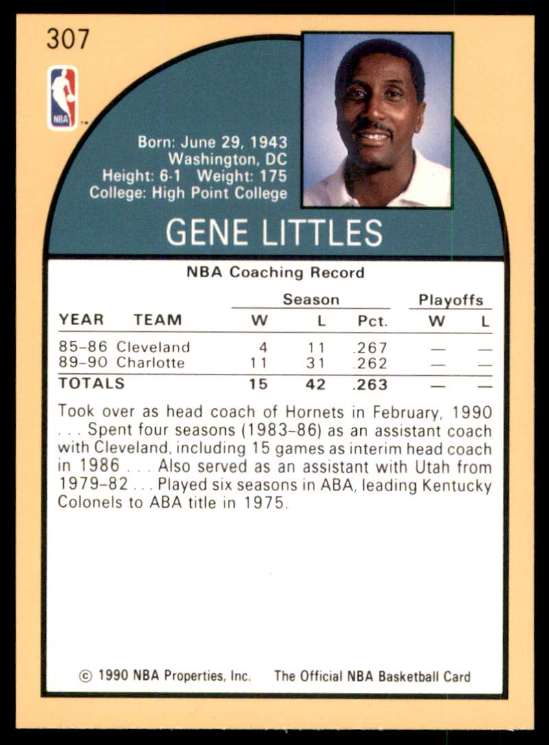 1990-91 Hoops Gene Littles #307 card back image