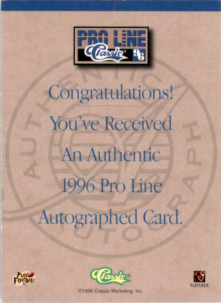1996 Pro Line Autographs Blue Keenan McCardell #44 card back image