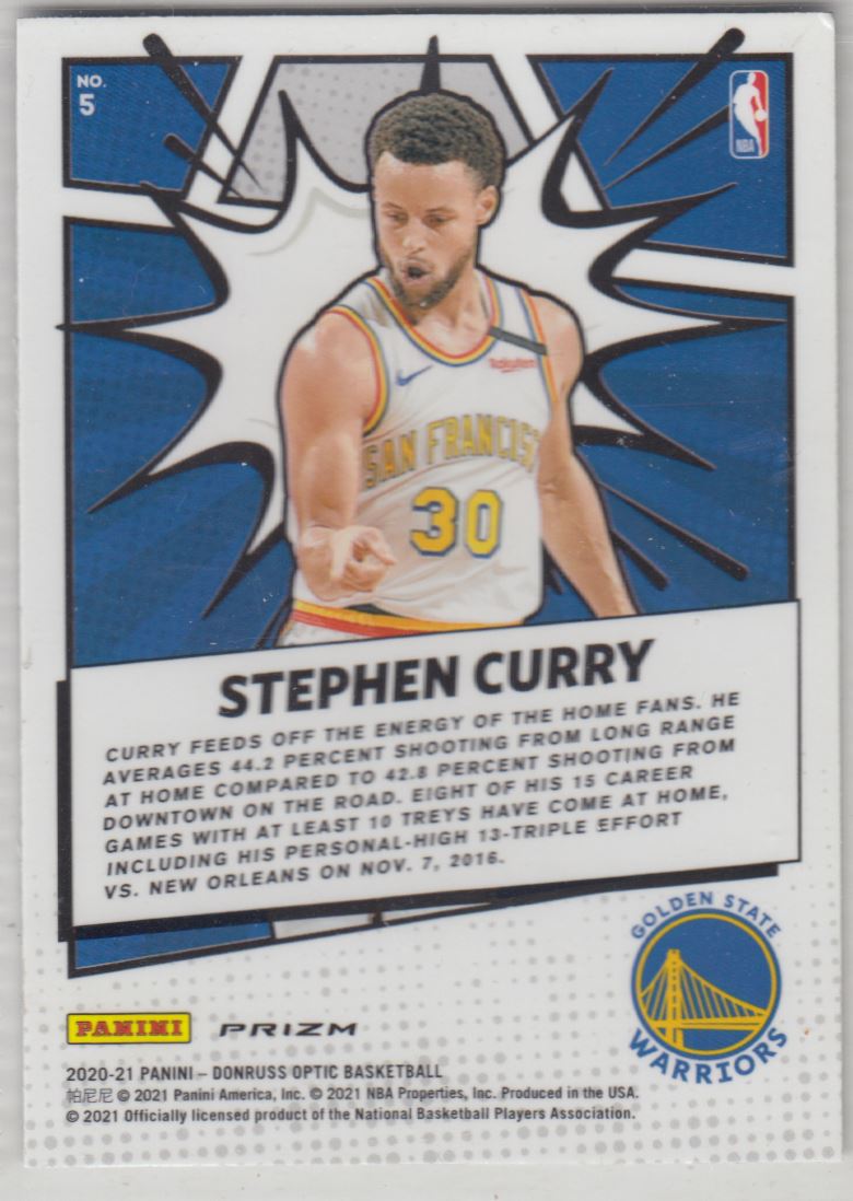 2020-21 Donruss Optic My House Holo Stephen Curry #5 card back image