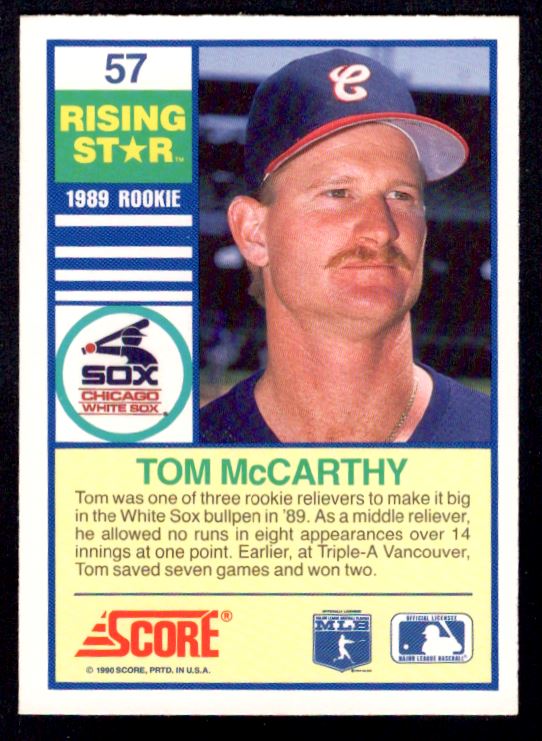 1990 Score Tom McCarthy #57 card back image