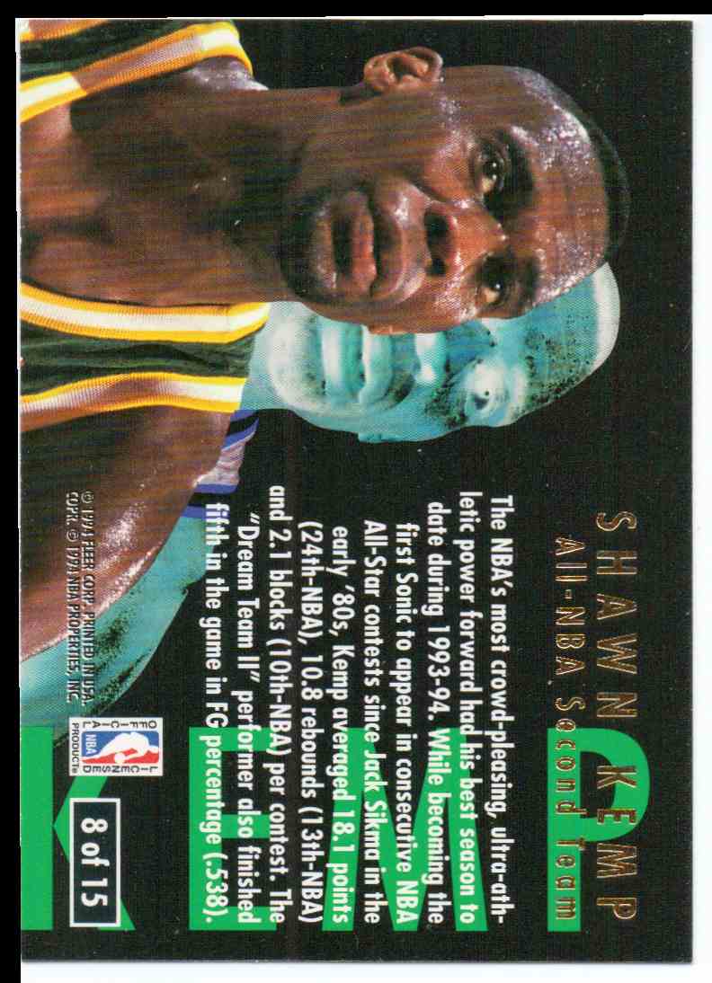 1994-95 Fleer Ultra All-NBA Shawn Kemp #8 card back image