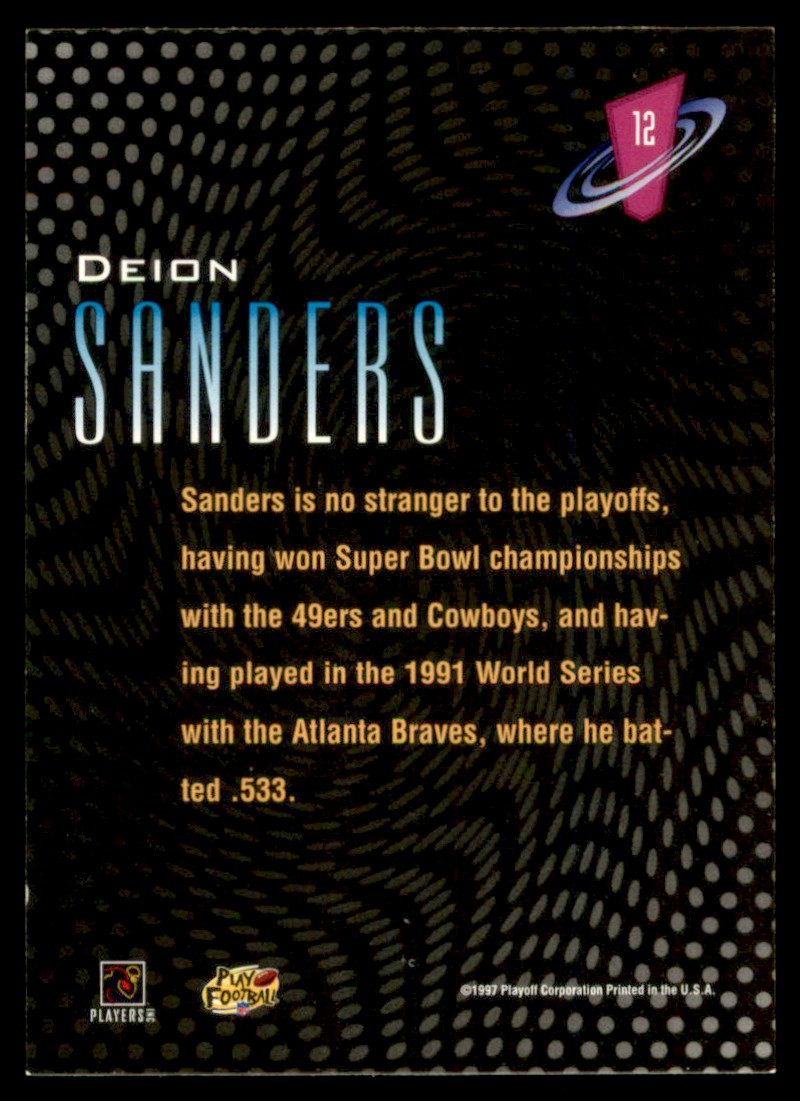 1997 Playoff Zone Frenzy Deion Sanders #12 card back image