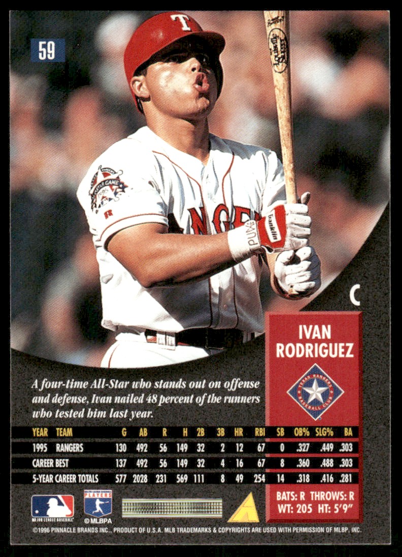 1996 Pinnacle #59 Ivan Rodriguez Texas Rangers | eBay