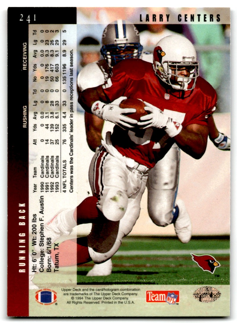 1994 Upper Deck Larry Centers Arizona Cardinals #241 | eBay