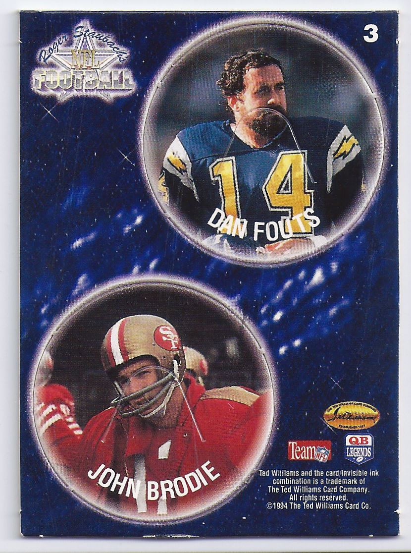 1994 Ted Williams POG Cards Dan Fouts John Brodie 3 on Kronozio