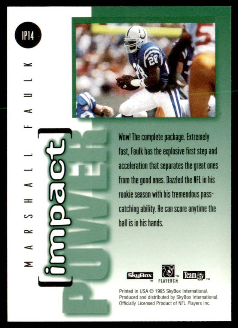 1995 SkyBox Impact Power Marshall Faulk #IP14 card back image