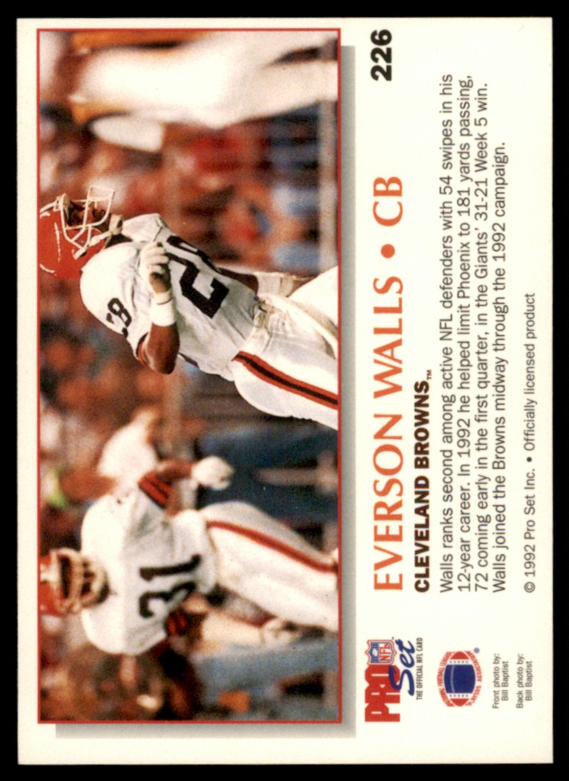 1992 Power Everson Walls #226 card back image