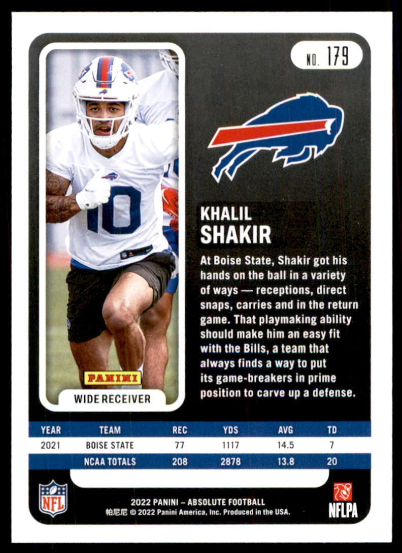 2022 PANINI ABSOLUTE. KHALIL SHAKIR #179 | eBay