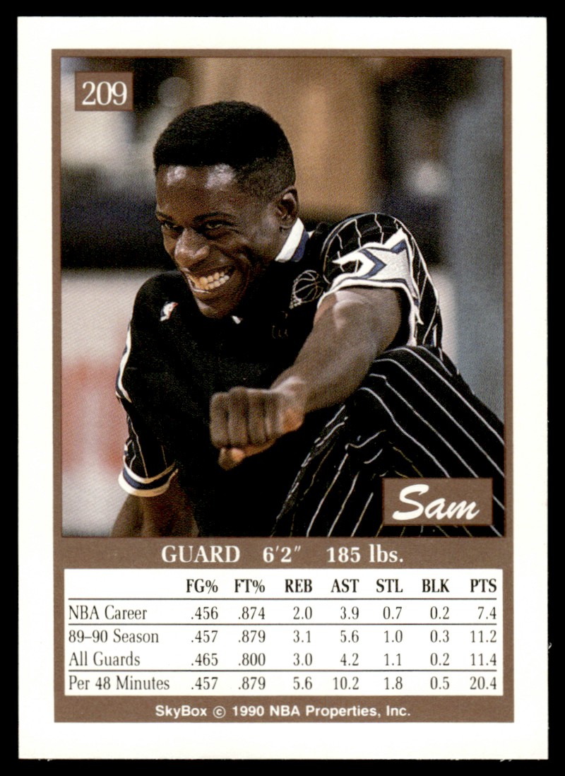 1990-91 SkyBox Sam Vincent #209 card back image