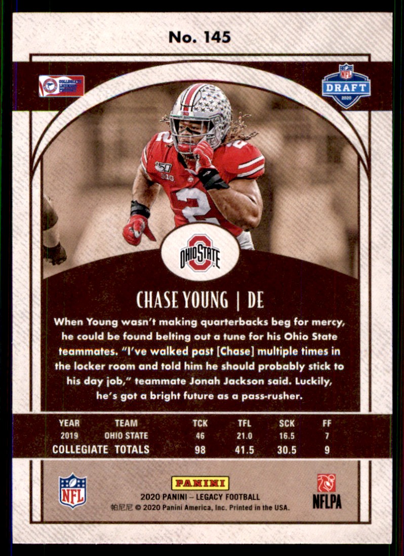 2020 Panini Legacy Chase Young #145 card back image