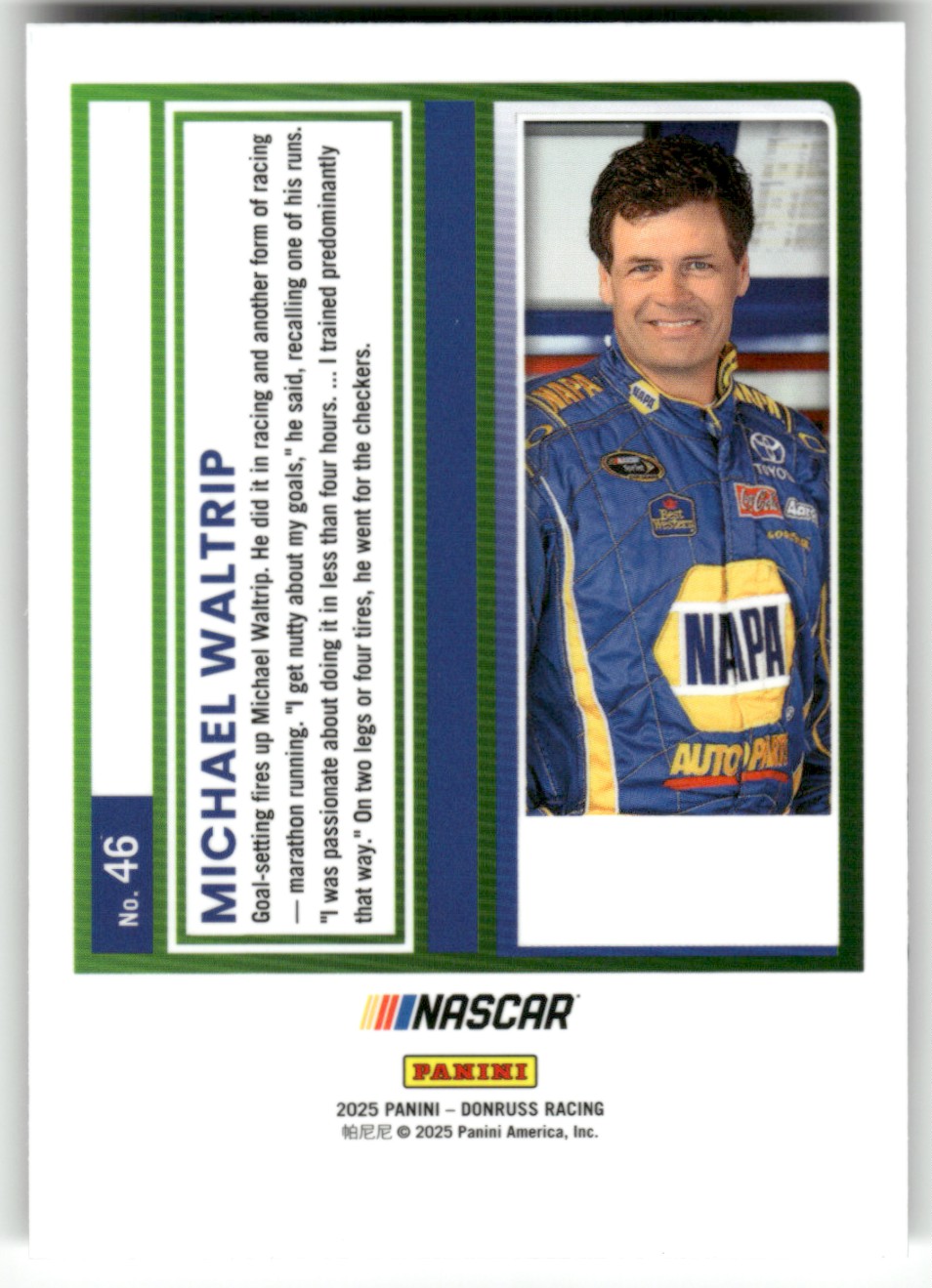2025 Donruss NASCAR Optic MICHAEL WALTRIP #46 card back image