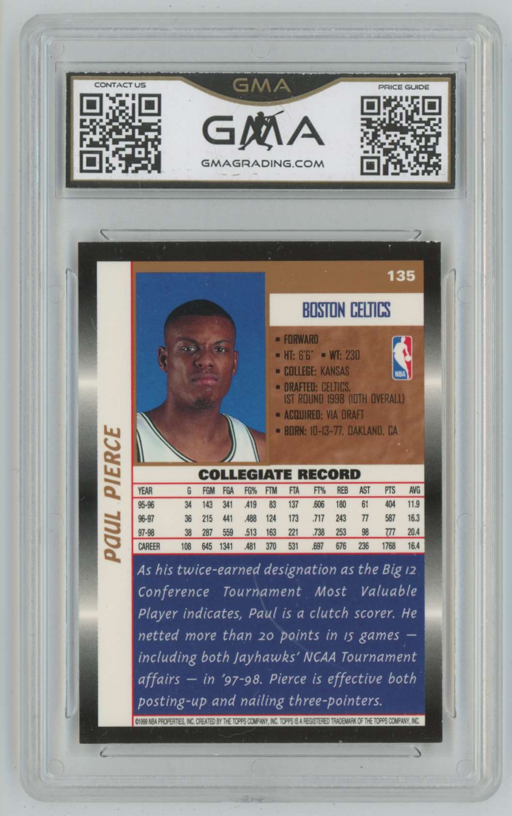 1998-99 Topps Paul Pierce #135 On Kronozio