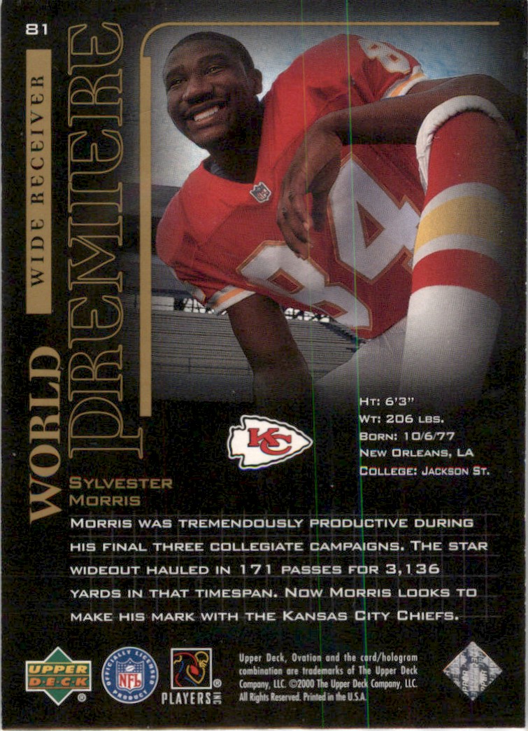 2000 Upper Deck Ovation Sylvester Morris #81 on Kronozio