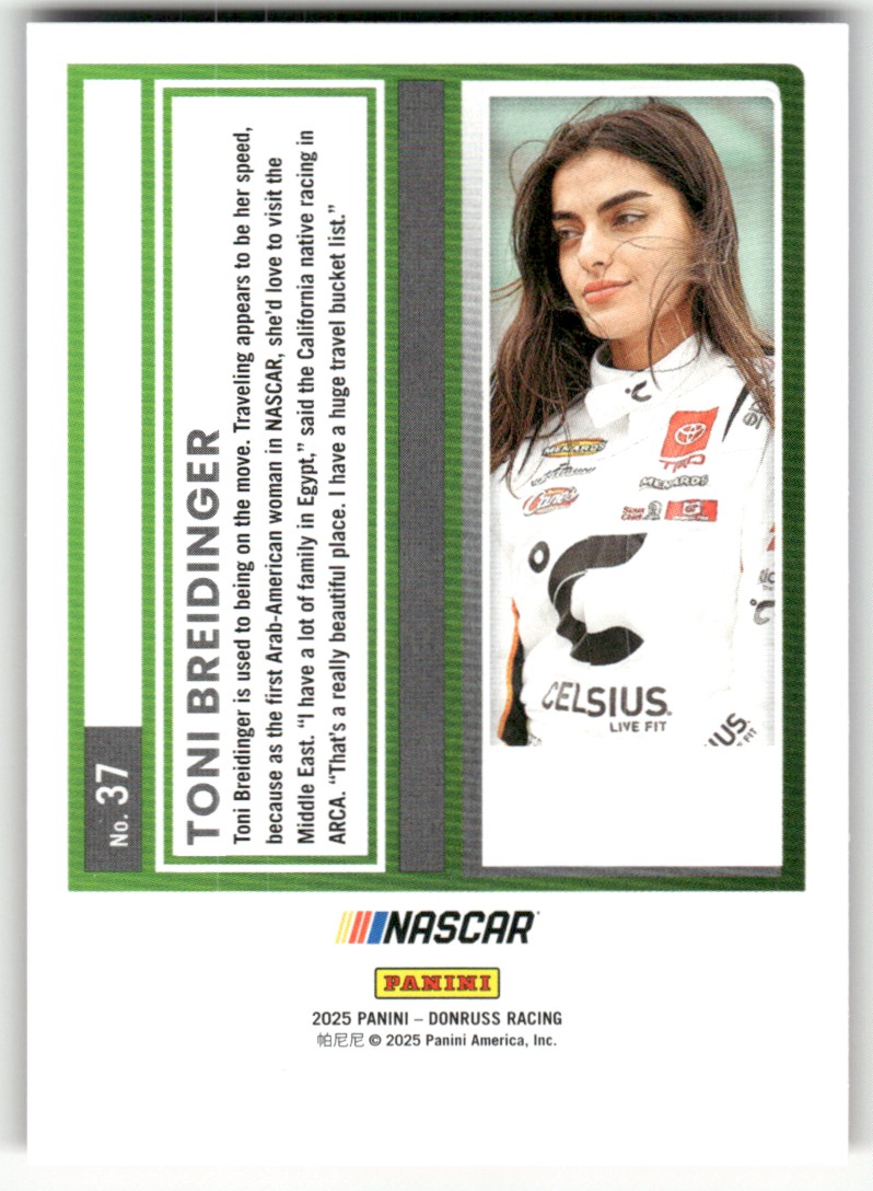2025 Donruss NASCAR Red and Blue TONI BREIDINGER #37 card back image