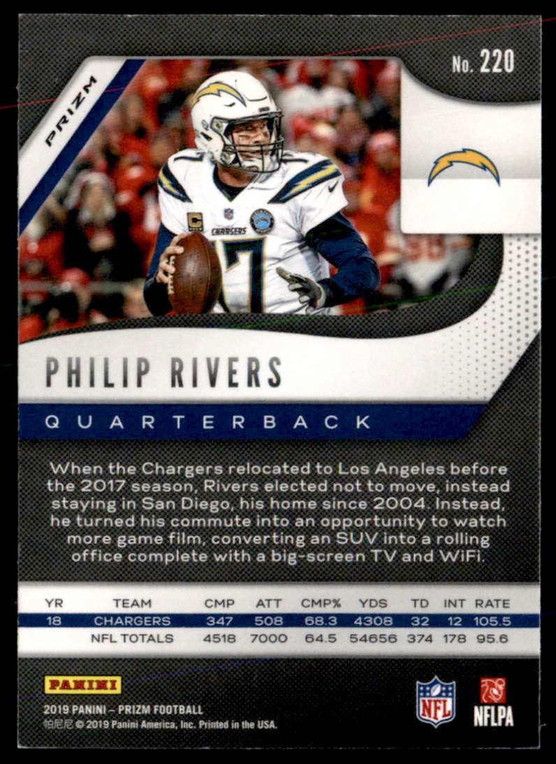 2019 Panini Prizm Silver Philip Rivers #220 card back image