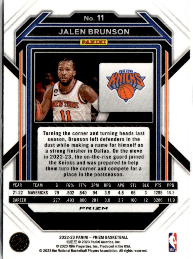 2022-23 Panini Prizm Silver Prizm Jalen Brunson New York