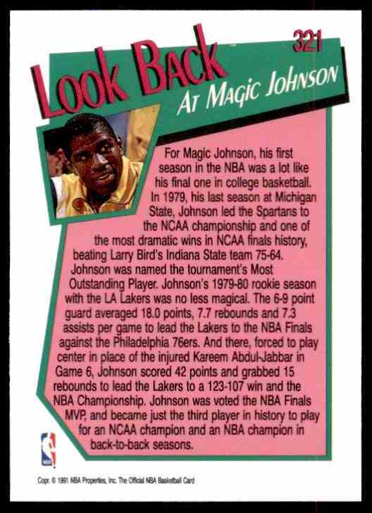 1991-92 Hoops Magic Johnson Yb #321 card back image