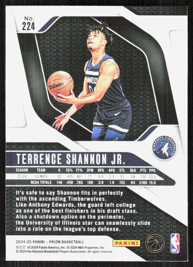 2024-25 Panini Prizm Terrence Shannon Jr. #224 card back image