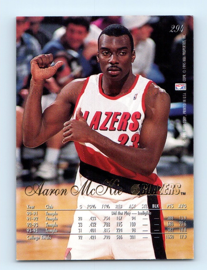 1994-95 Flair Aaron McKie #294 card back image