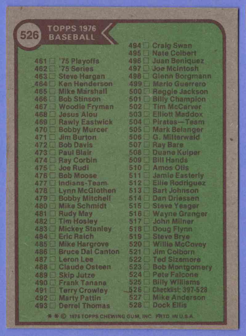 1976 Topps Checklist 397528 Checklist 526 eBay