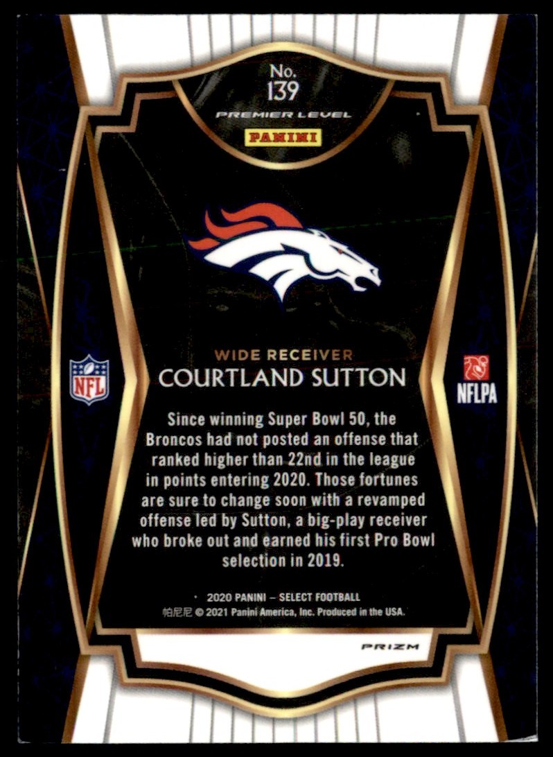 2020 Panini Select Silver Courtland Sutton #139 card back image