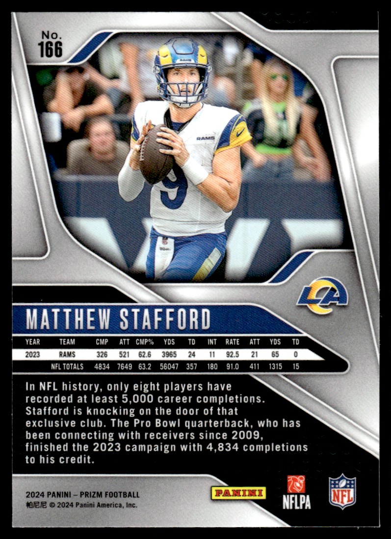 2024 Panini Prizm Matthew Stafford #166 card back image