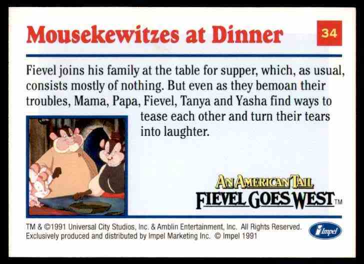 1991 An American Tail Mousekewitzes At Dinner #34 card back image
