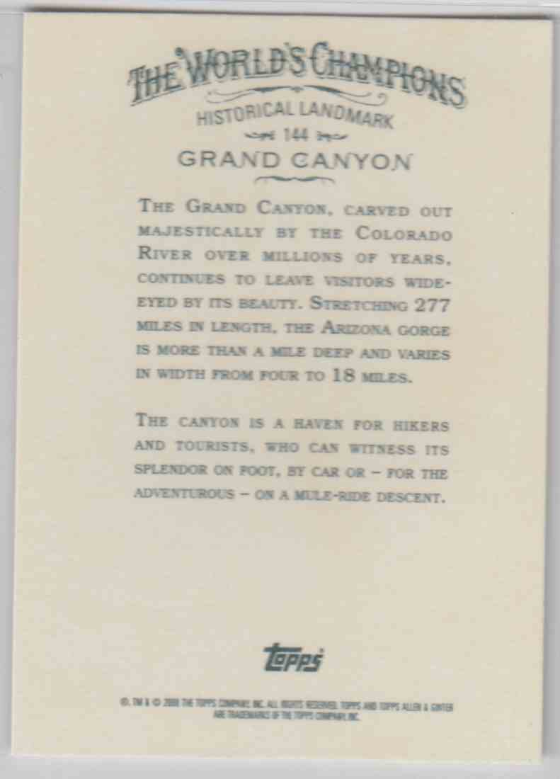 2008 Topps Allen And Ginter Grand Canyon #144 card back image