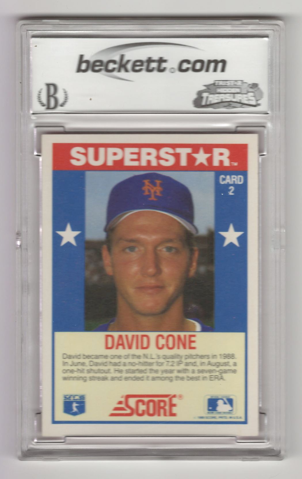 1989 Score Hottest 100 Stars David Cone #2 card back image