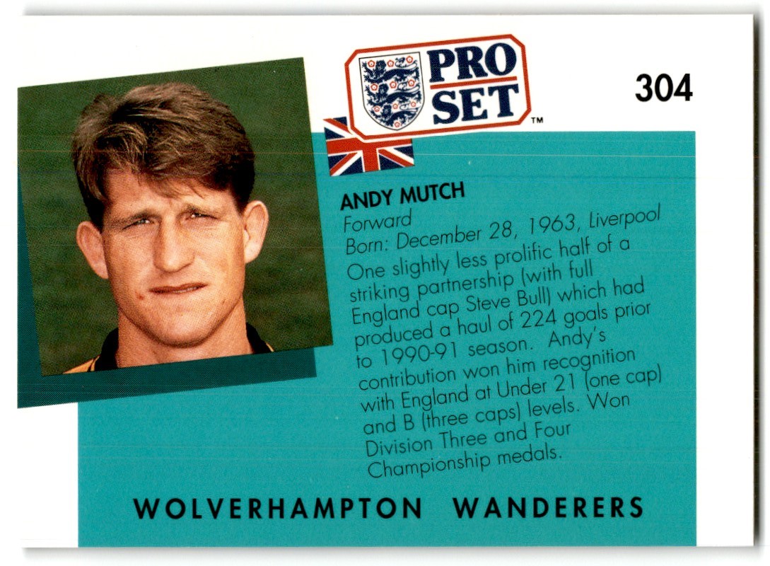 1990 Pro Set Andy Mutch #304 card back image