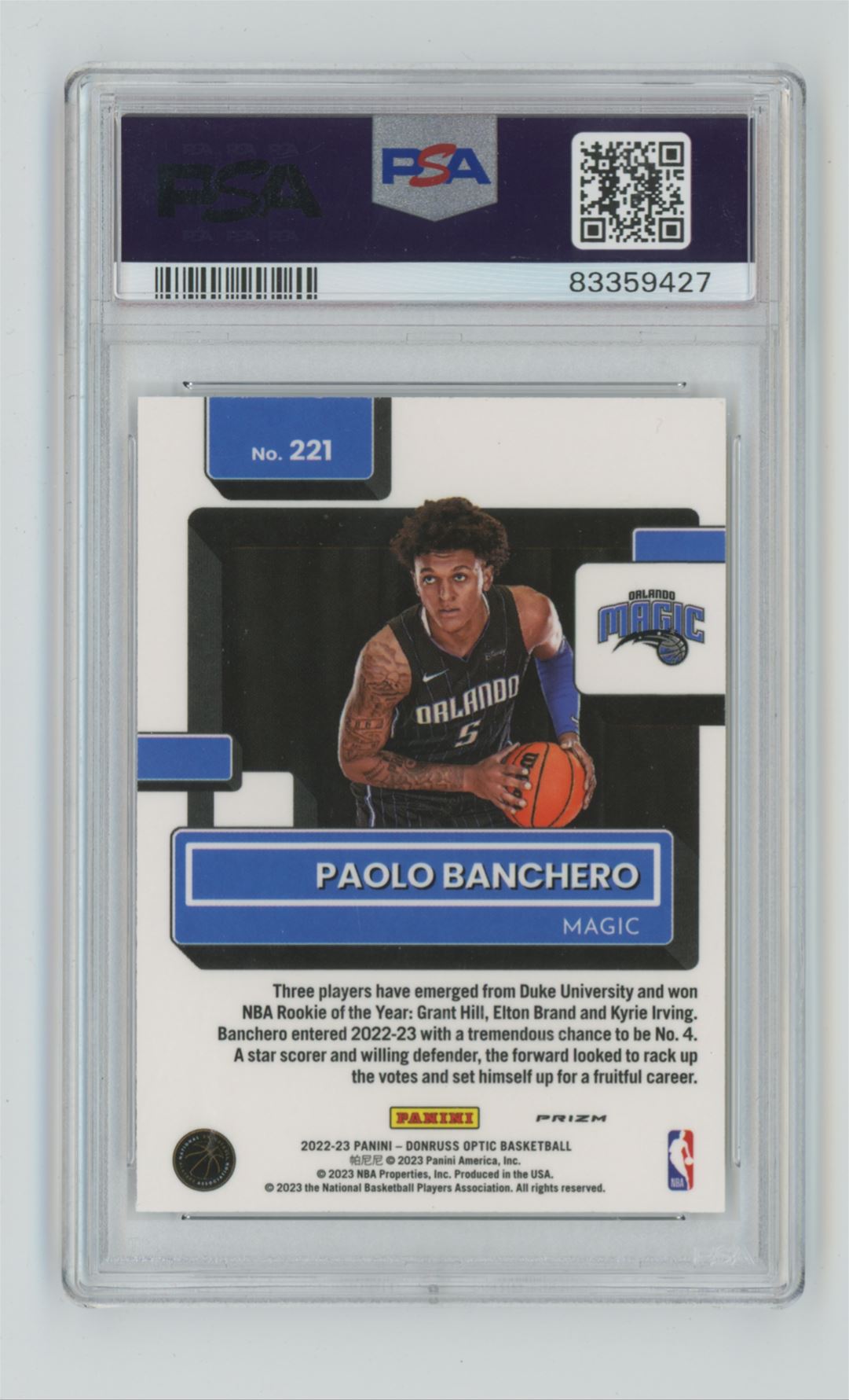 その他 paolo banchero rc holo donrusoptic Paolo Banchero 2022 Optic #221 Holo Price Guide - Sports