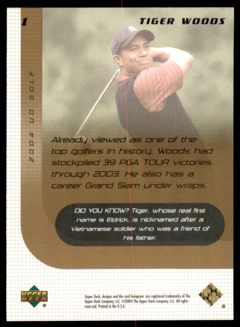 2004 Upper Deck Golf Tiger Woods #1 card back image