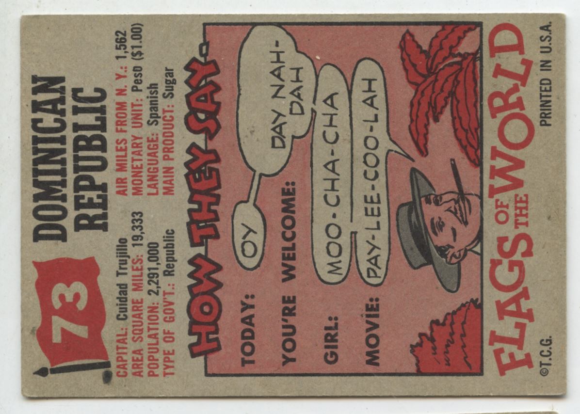1956 Topps Flags of the World Dominican Republic card back image