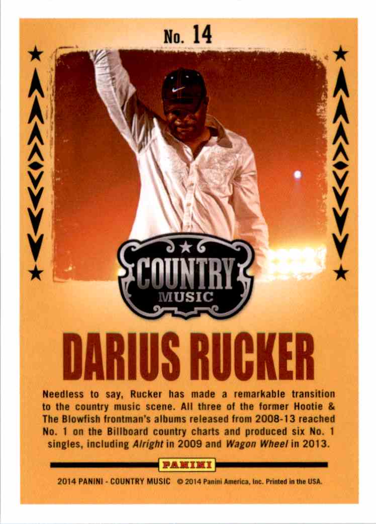 2015 Country Music Backstage Pass Retail Darius Rucker #14 card back image