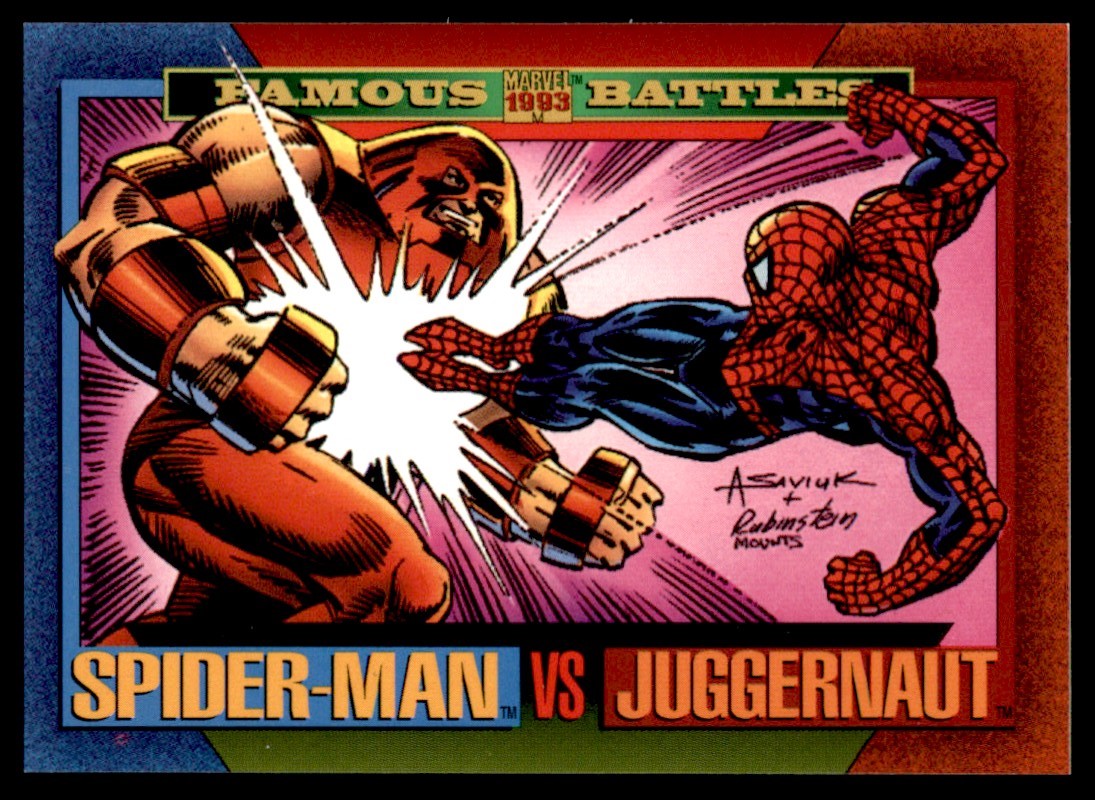 1993 Marvel Universe SkyBox Spider-Man vs Juggernaut #165 on Kronozio