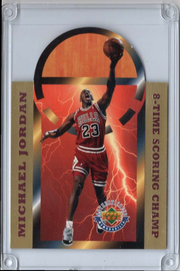 1996-97 MICHAEL JORDAN UPPER DECK 8-TIME SCORING CHAMP C-card JUMBO CARD Michael Jordan #1069/5000 card back image